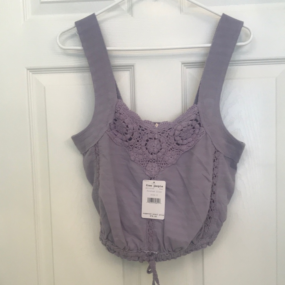 Free People Crochet Purple Top Sleeveless SzS NWT